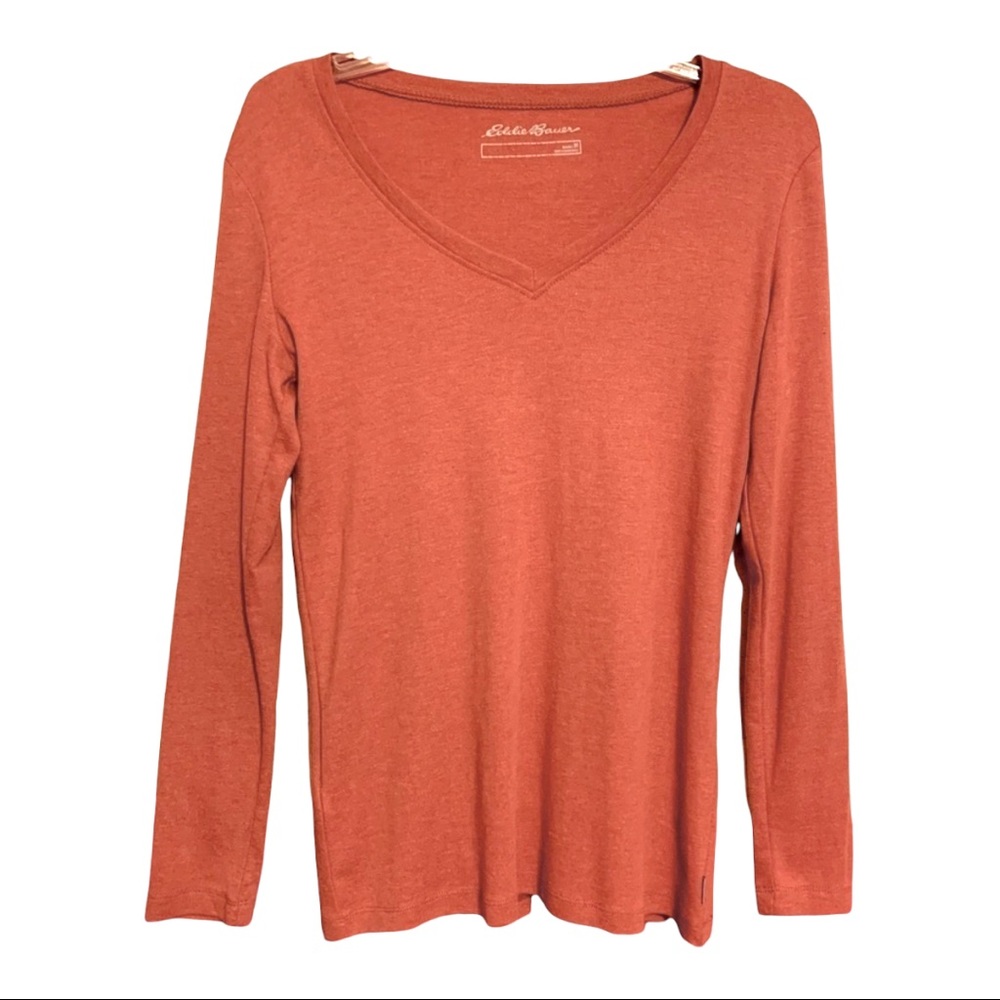 Eddie Bauer Scoop Neck Long Sleeved Rust Tee